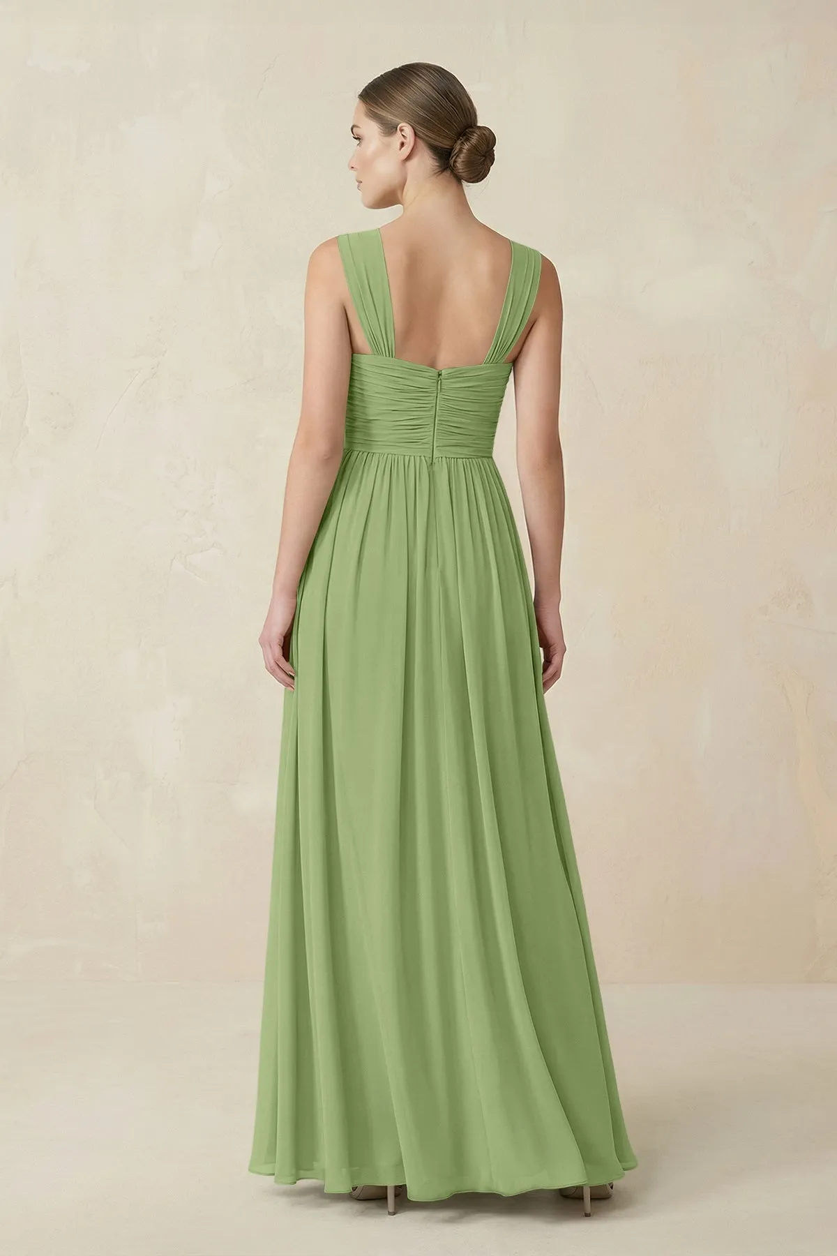 Sweetheart Pleated Chiffon A-Line Bridesmaid Dress in Matcha sold by KissProm product image thumbnail 2
