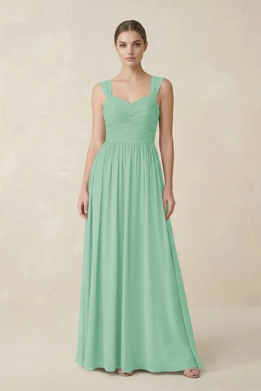Sweetheart Pleated Chiffon A-Line Bridesmaid Dress in Pale Pistachio made by KissProm