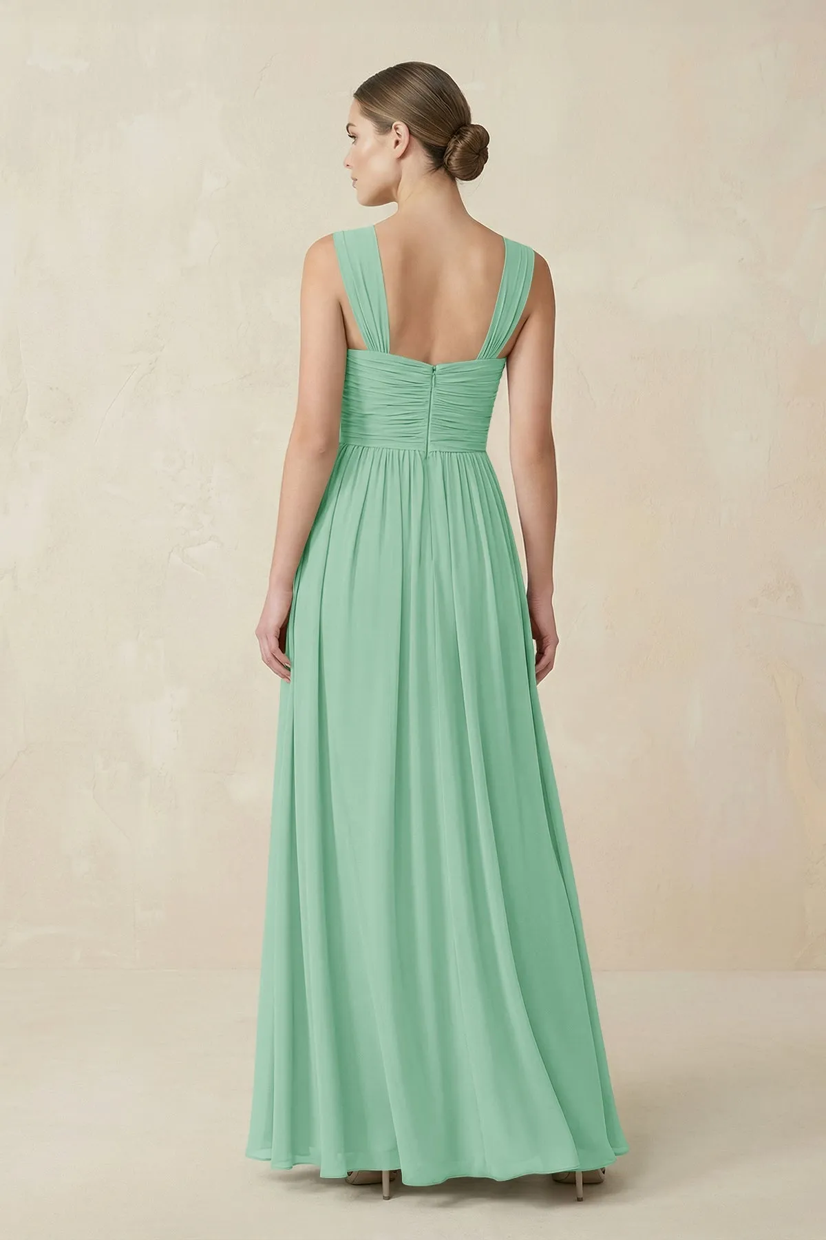 Sweetheart Pleated Chiffon A-Line Bridesmaid Dress in Pale Pistachio sold by KissProm product image thumbnail 2