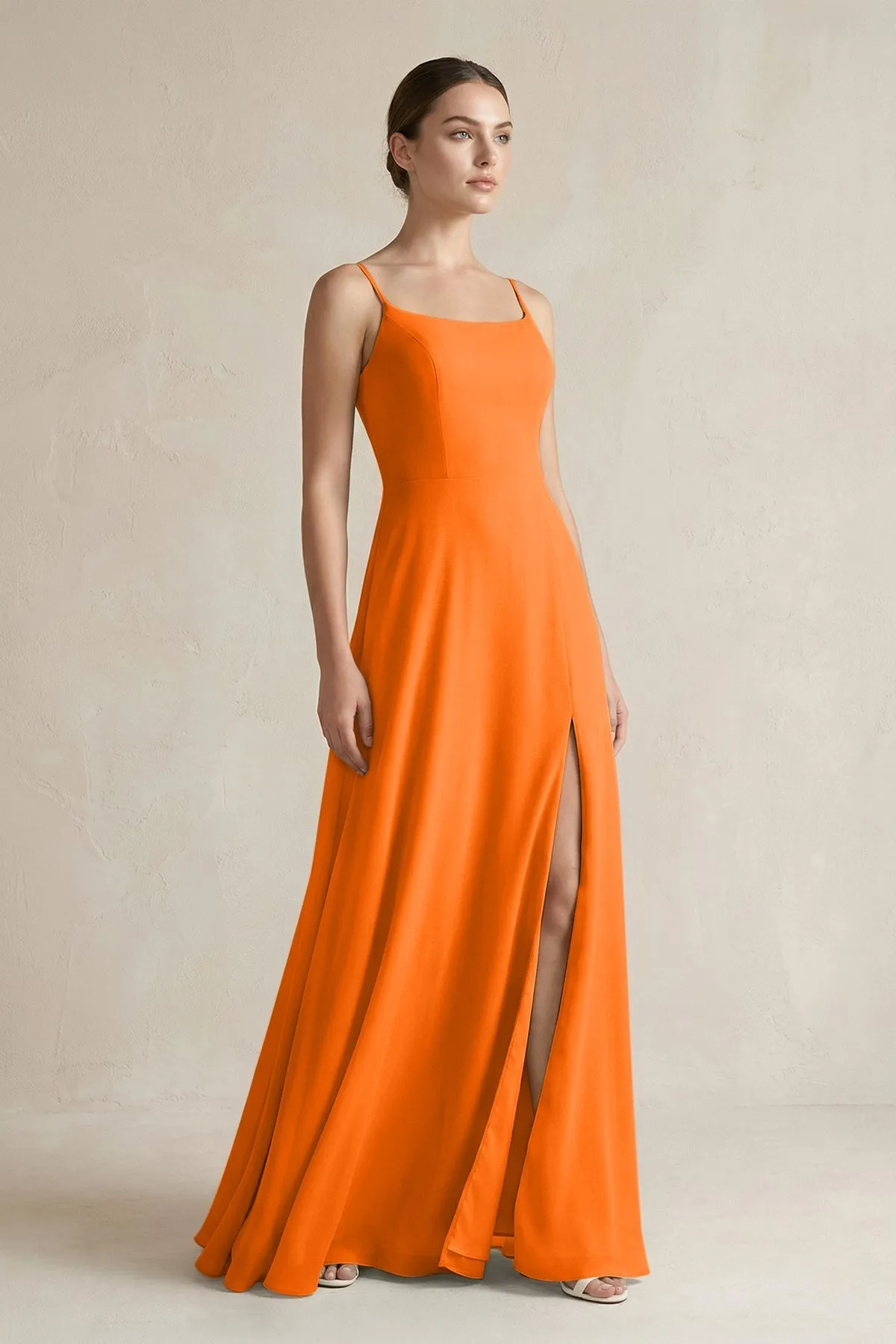 A-Line Chiffon Spaghetti Strap Bridesmaid Dress in Cinnamon sold by KissProm