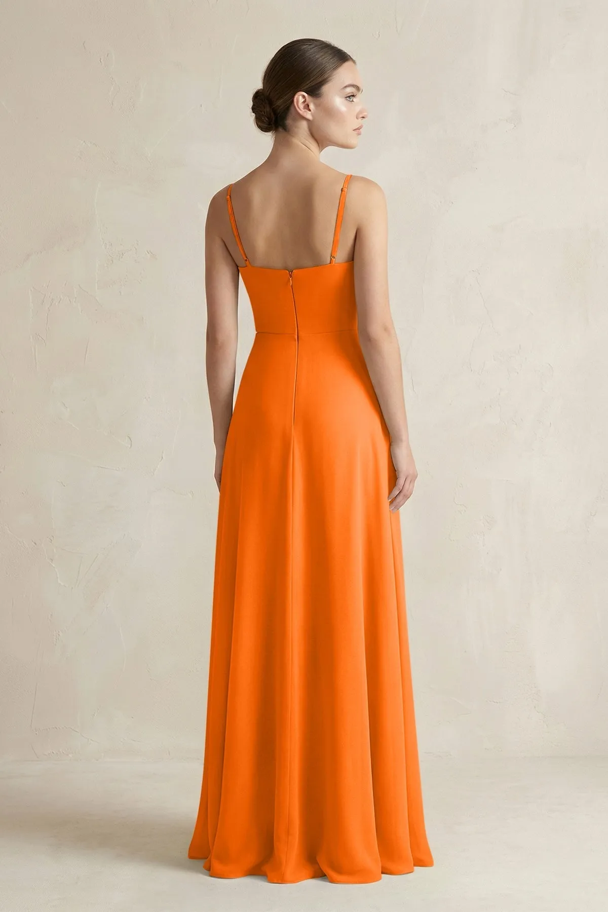 A-Line Chiffon Spaghetti Strap Bridesmaid Dress in Cinnamon sold by KissProm product image thumbnail 2