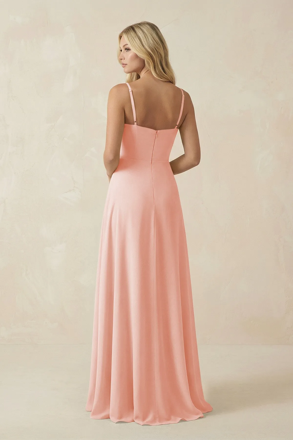 Spaghetti Strap Chiffon A-Line Bridesmaid Dress in Rose Petal sold by KissProm product image thumbnail 2