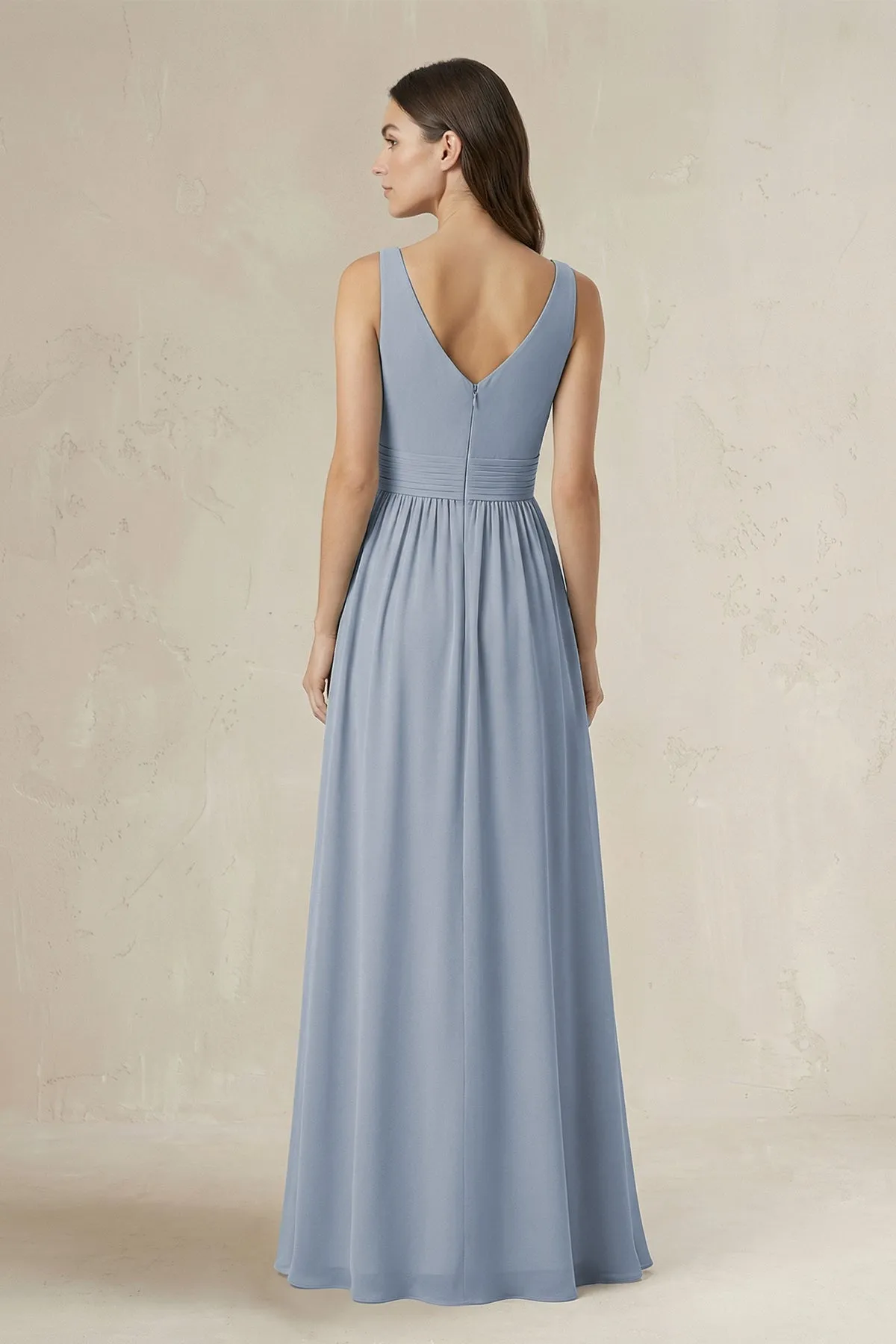 Illusion V-Neck A-Line Ruched Bridesmaid Dress in Twilight sold by KissProm product image thumbnail 2