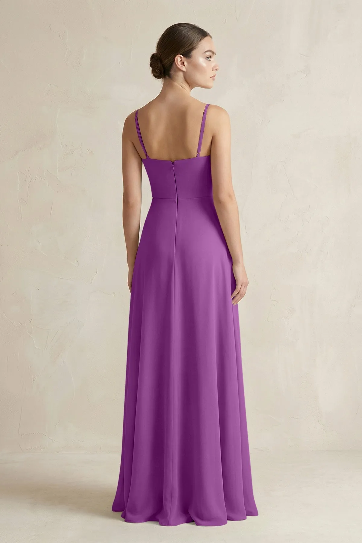 A-Line Chiffon Spaghetti Strap Bridesmaid Dress in Amethyst sold by KissProm product image thumbnail 2