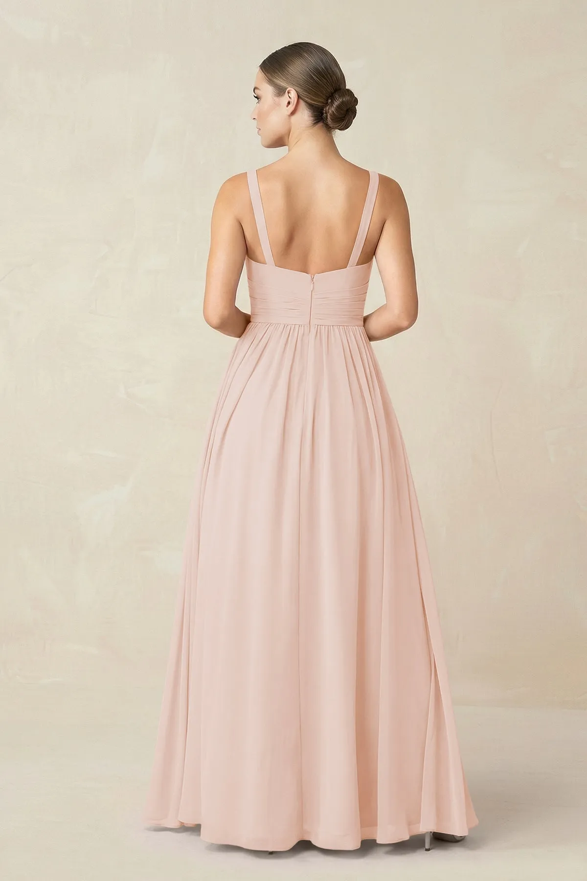Sweetheart A-Line Chiffon Bridesmaid Dress with Slit in Pale Blush sold by KissProm product image thumbnail 2