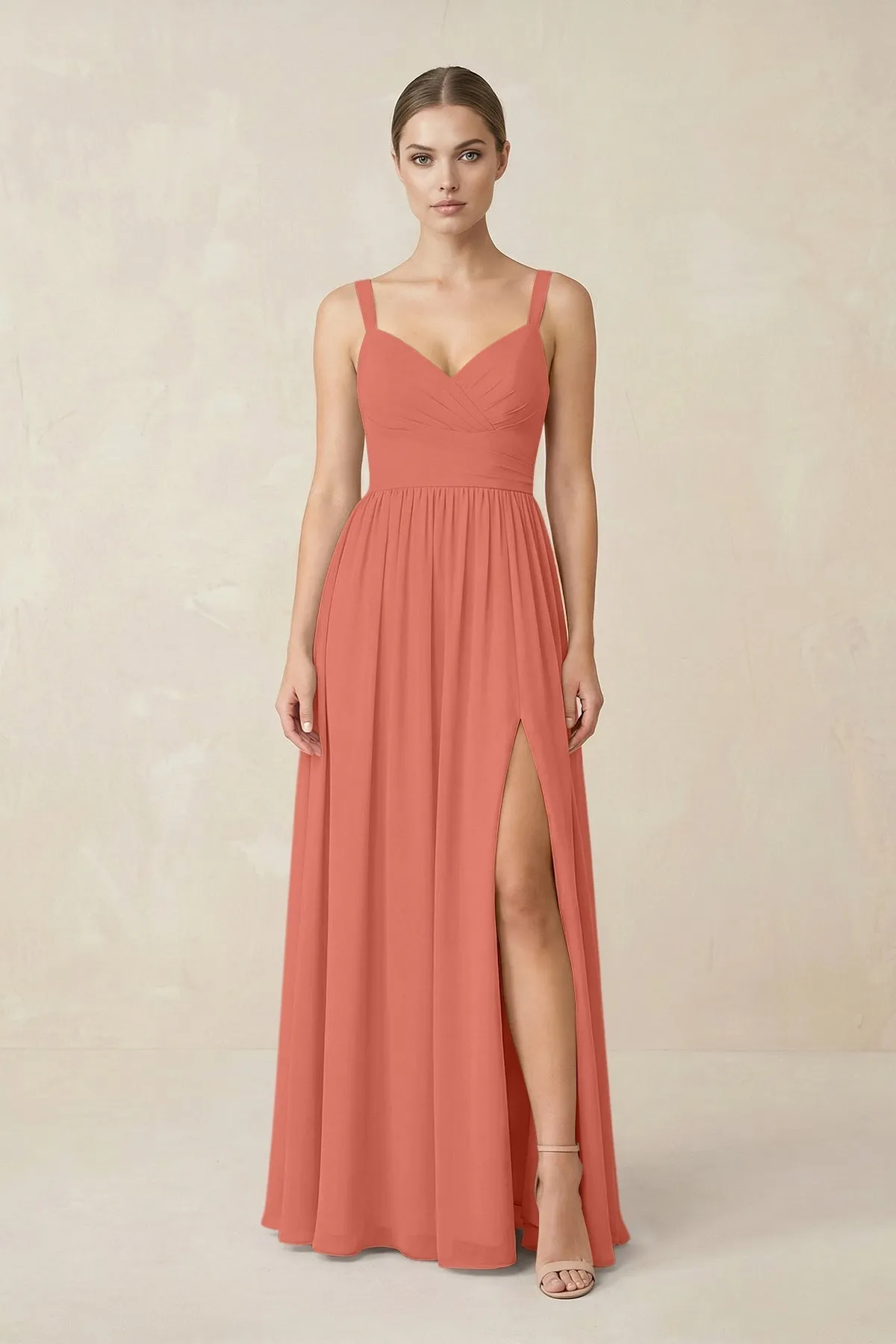 Sweetheart A-Line Chiffon Bridesmaid Dress with Slit in Wild Rose sold by KissProm