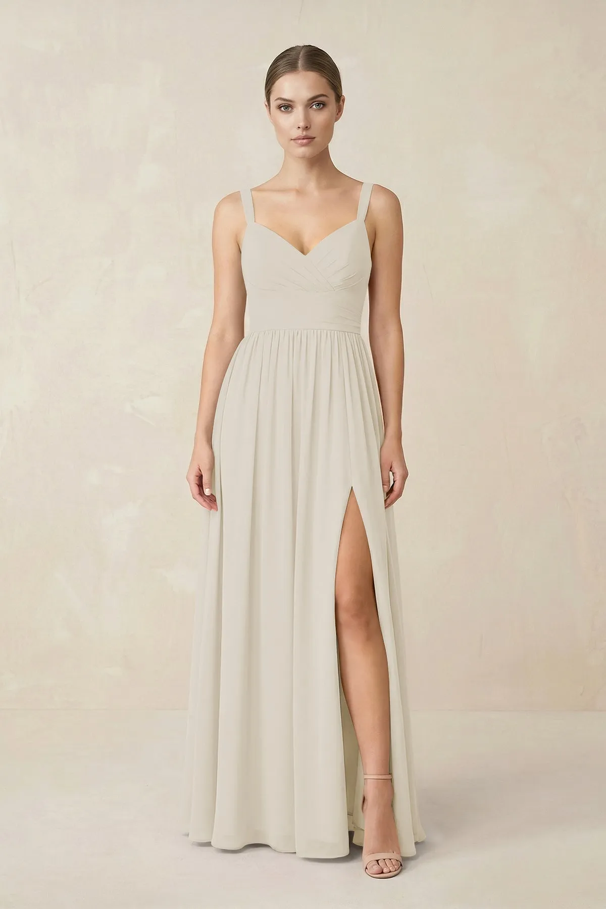 Sweetheart A-Line Chiffon Bridesmaid Dress with Slit in Dove Gray sold by KissProm