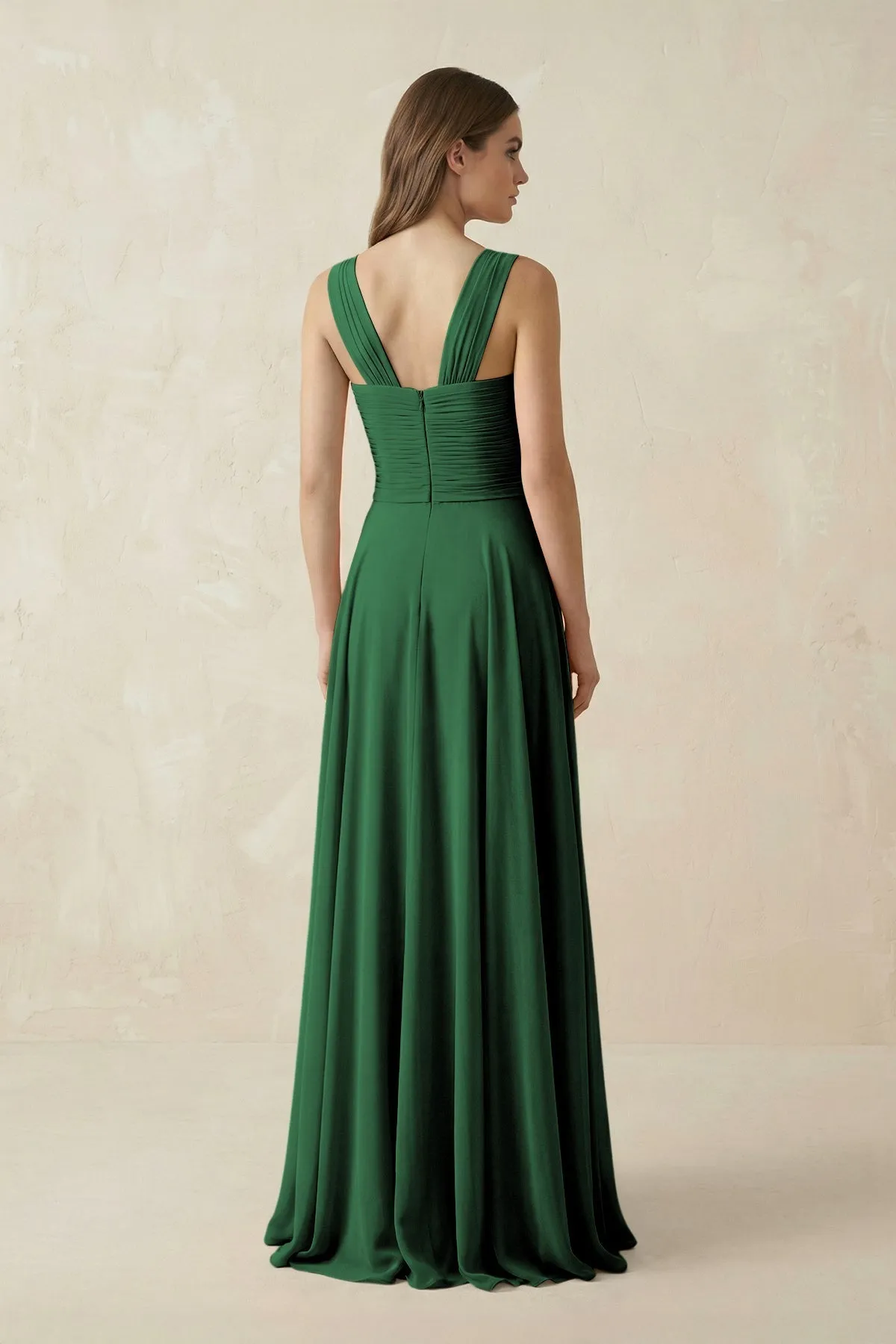 Sweetheart Pleated A-Line Chiffon Bridesmaid Dress in Dark Green sold by KissProm product image thumbnail 2