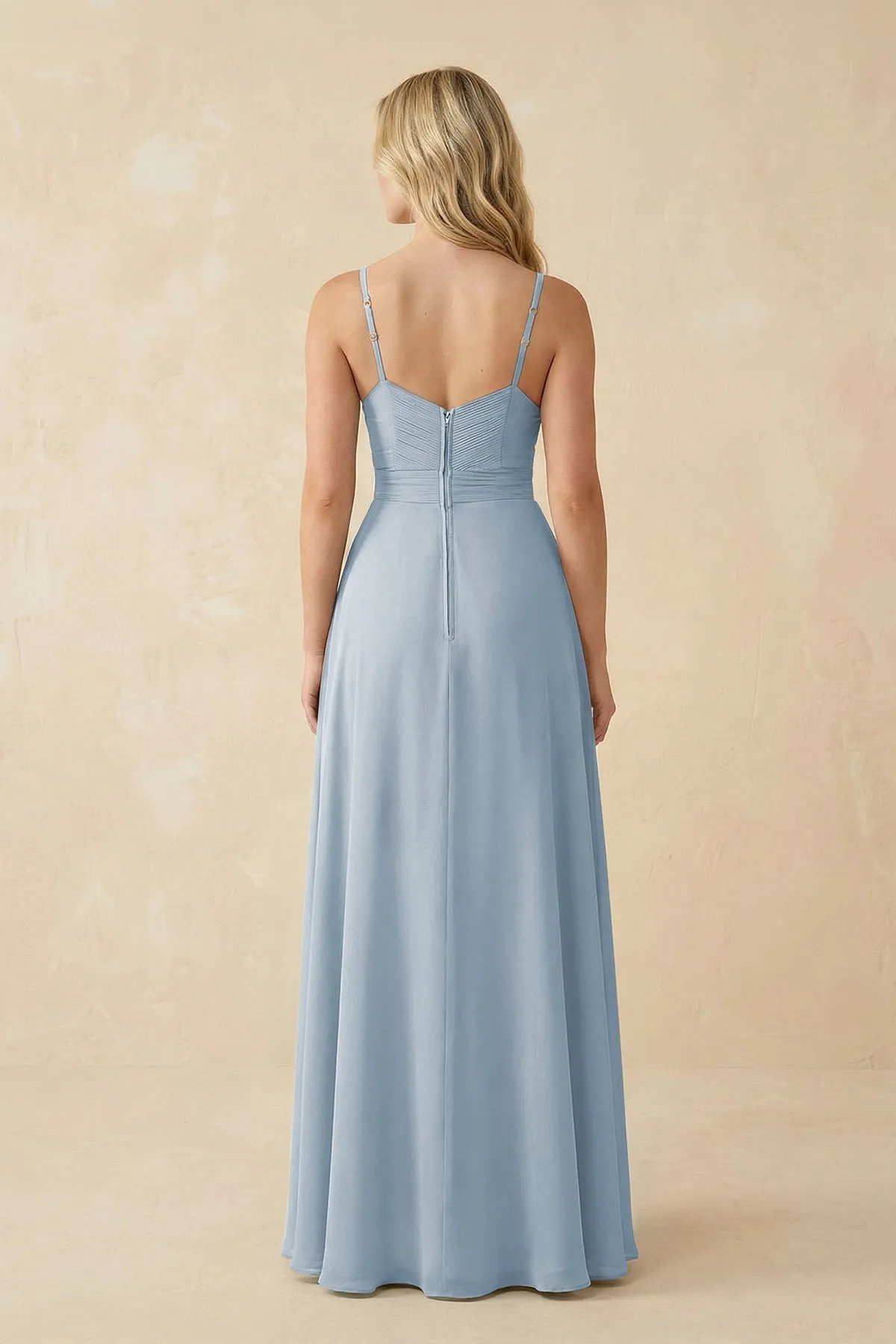 Sweetheart A-Line Pleated Chiffon Bridesmaid Dress in Dusty Blue sold by KissProm product image thumbnail 2