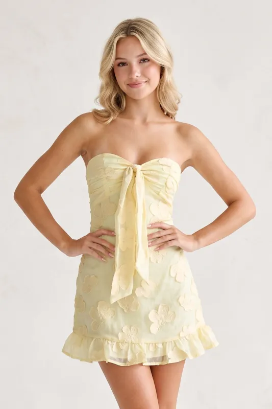 Yellow Sweetheart Embroidered Tulle Ruffled A-Line Homecoming Dress made by KissProm