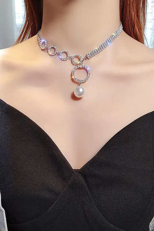 Silver Sparking Rhinestone Choker Necklace sold by KissProm