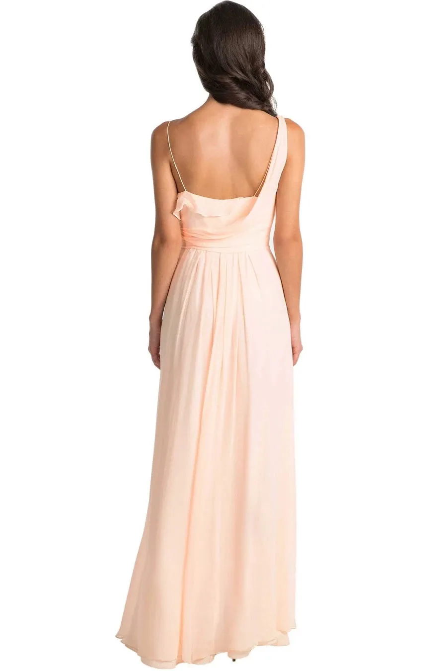 High-Low Cap Sleeve Ruched V-Neck Chiffon Convertible Bridesmaid Dress sold by KissProm product image thumbnail 2