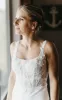 Simple White Sheath Modern Upper Body Applique Sweep Train Wedding Dresses sold by KissProm