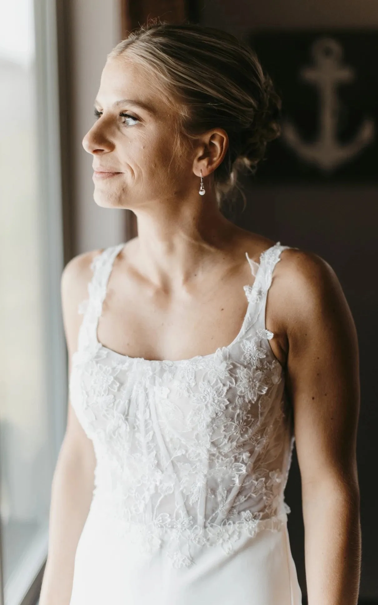 Simple White Sheath Modern Upper Body Applique Sweep Train Wedding Dresses sold by KissProm product image thumbnail 3