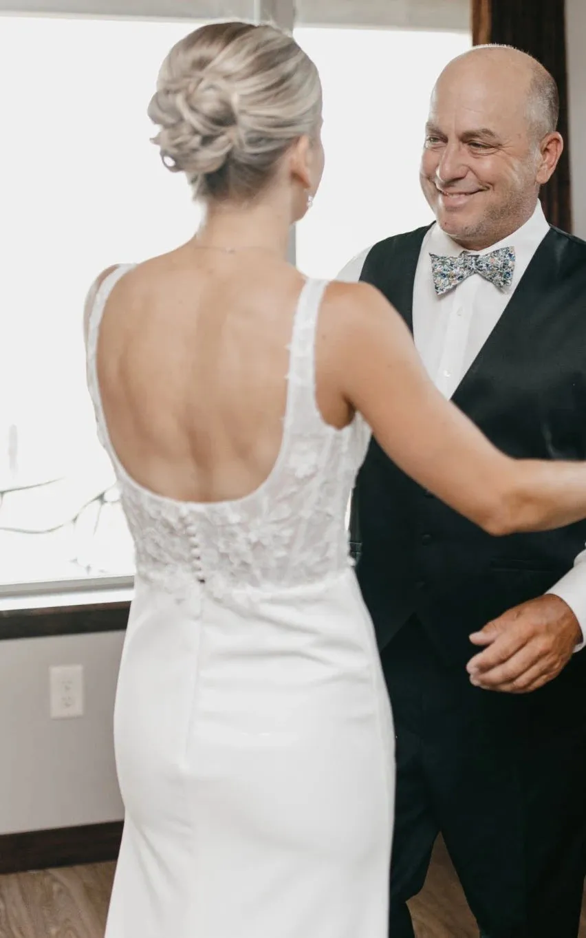 Simple White Sheath Modern Upper Body Applique Sweep Train Wedding Dresses sold by KissProm product image thumbnail 5