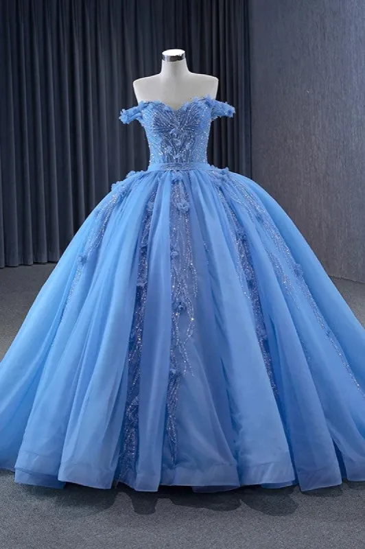 Quinceanera Dress Elegant Sequins Ball Gown Sweetheart Lace Up Appliques Evening Party Dresses sold by KissProm