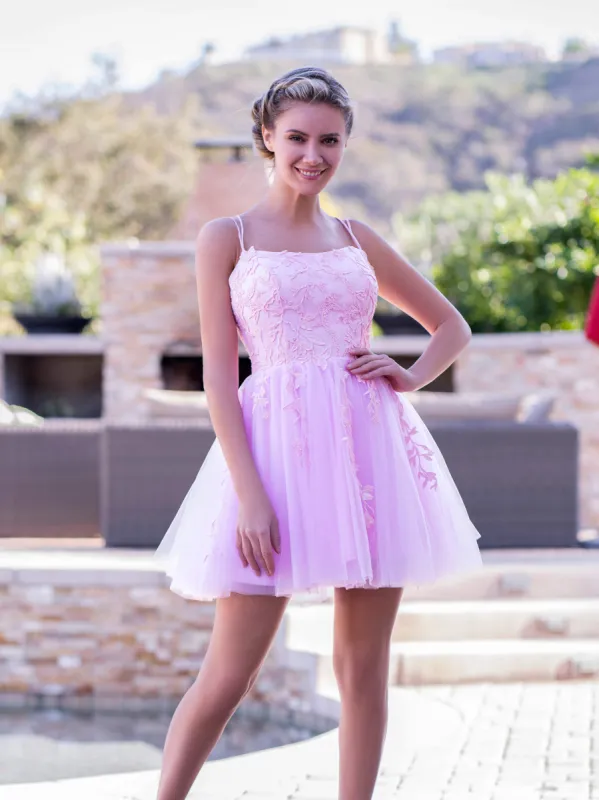 Back Cutout Applique Lace a-line Homecoming Dress sold by KissProm