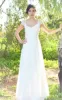 V-Neck Cap Sleeve Long A-Line Chiffon Wedding Dress With Beading sold by KissProm
