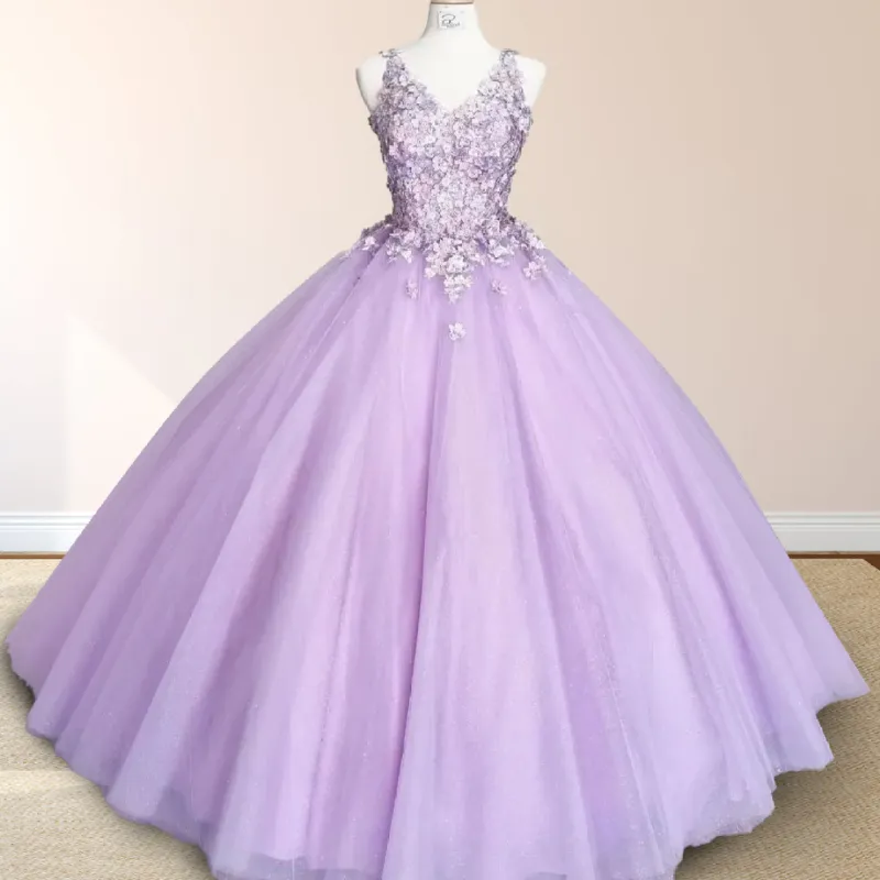 Princess Flowers Lavender Flowers Quinceanera Dresses Ball Gown sold by KissProm