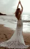 Trasy | Beach Floral Mermaid Plunging Boho Lace Wedding Dress with Sweep Train sold by KissProm