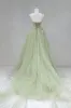 A Line Corset Back Sage Green Tulle Long Dresses sold by KissProm