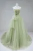 A Line Corset Back Sage Green Tulle Long Dresses sold by KissProm