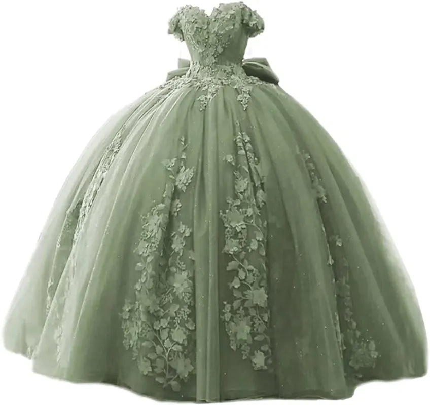 Lace Quinceanera Dress Applique Off Shoulder Ball Gown sold by KissProm