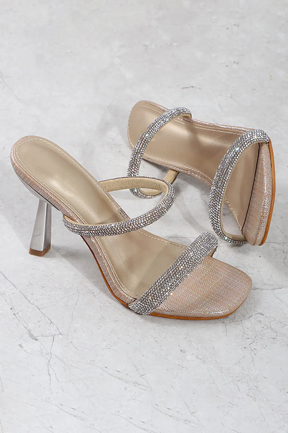 Square Toe Rhinestone Stiletto Sandals sold by KissProm product image thumbnail 3