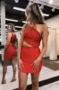 Unique One Shoulder Beads Short Homecoming Dress Tight sold by KissProm