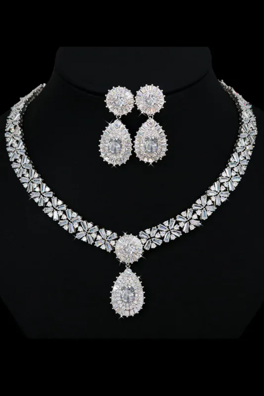 Royal Blue Crystal Necklace Earring Jewelry Set sold by KissProm