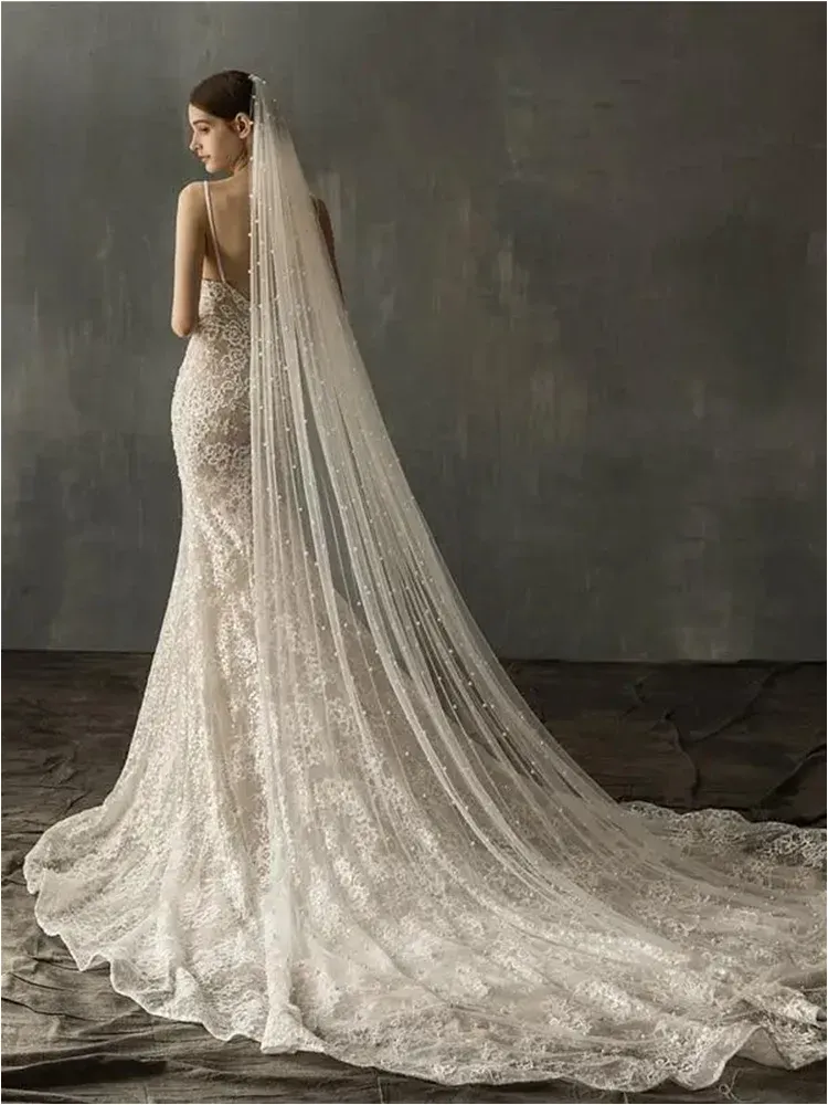 Mermaid Lace Appliqued Wedding Dress with Train sold by KissProm product image thumbnail 2