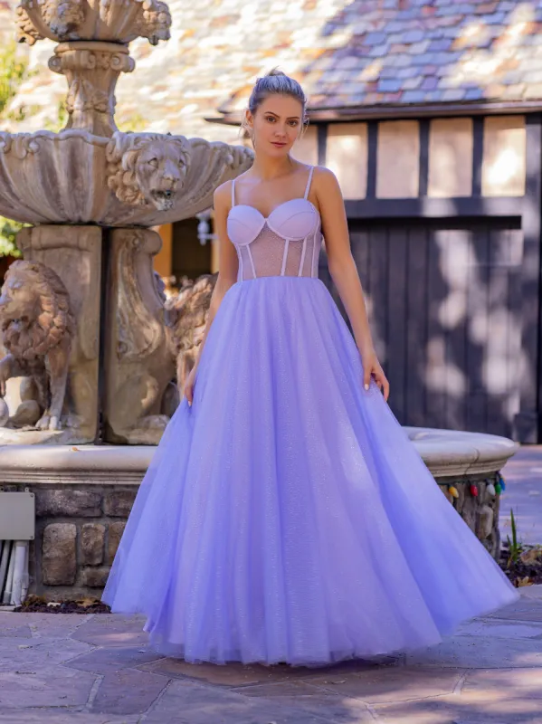 Spaghetti Straps Corset Floor Length Tulle Prom Dress sold by KissProm
