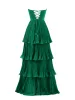 Khalani | Strapless Emerald Green Ruffle Multi-Layer Long Prom Dress sold by KissProm