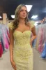 Mckinley | Yellow Ruffle Straps 3D Flower Mermaid Long Prom Dress sold by KissProm