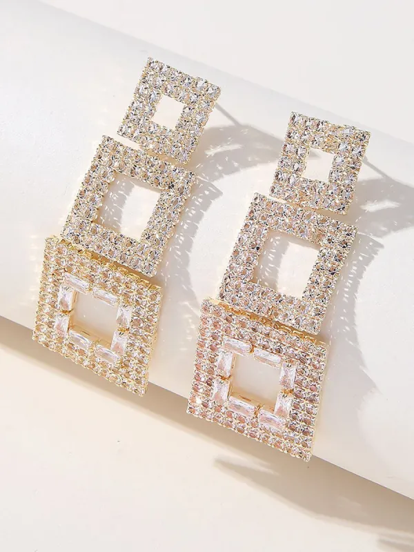Golden Paneled Square Earrings sold by KissProm