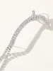 Rhinestones Silver Tassel Long Chain Earrings sold by KissProm
