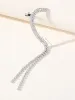 Rhinestones Silver Tassel Long Chain Earrings sold by KissProm