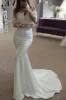 Off-Shoulder Long Sleeve Trumpet Appliques Beach Wedding Dress sold by KissProm
