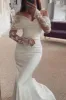 Off-Shoulder Long Sleeve Trumpet Appliques Beach Wedding Dress sold by KissProm