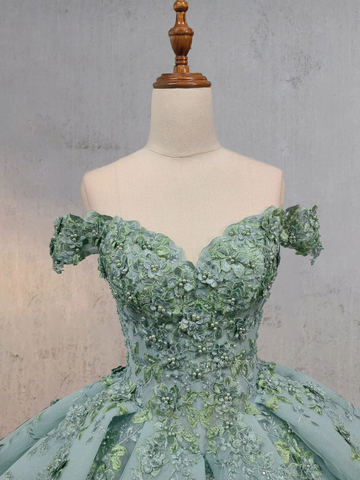 Sage Green Ball-Gown Off-the-Shoulder Quinceanera Dresses sold by KissProm product image thumbnail 3