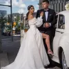 A-Line Off the Shoulder White Wedding Dress with Slit sold by KissProm