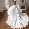 A-Line Off the Shoulder White Wedding Dress with Slit sold by KissProm