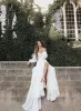Aisling | A-Line Sweetheart Long Sleeves Chiffon Sweep Train Wedding Dress sold by KissProm