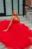 Patricia | Glitter Red Straos Beaded A-Line Formal Dress with Slit sold by KissProm