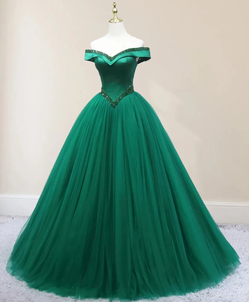 Green Beading Off the Shoulder Floor Length Quinceanera Dresses sold by KissProm product image thumbnail 5
