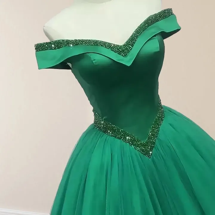 Green Beading Off the Shoulder Floor Length Quinceanera Dresses sold by KissProm product image thumbnail 2