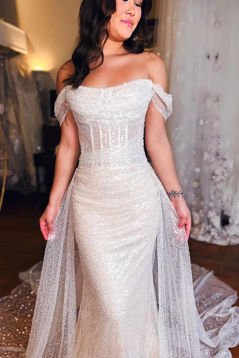 Mermaid Off the Shoulder Sequins Wedding Dresses sold by KissProm product image thumbnail 2