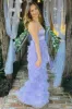 Lavender Sweetheart Bow Belt Ruffle Maxi Dress sold by KissProm