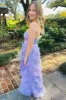 Lavender Sweetheart Bow Belt Ruffle Maxi Dress sold by KissProm