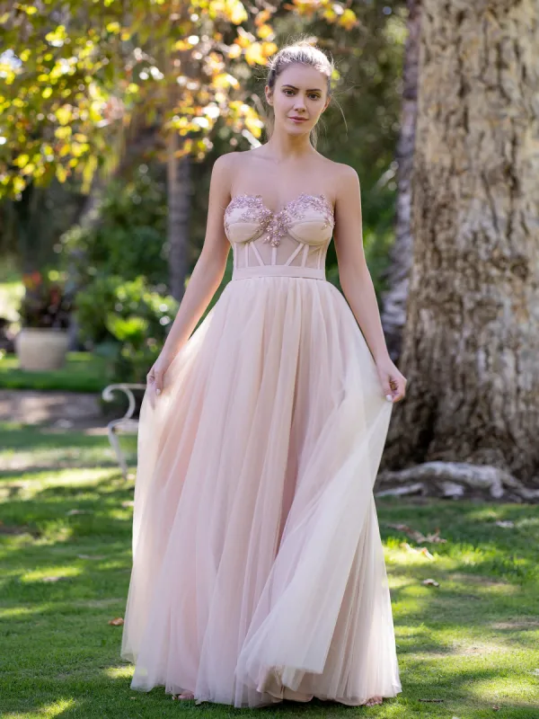 A-Line Strapless Prom Dress with Appliques sold by KissProm